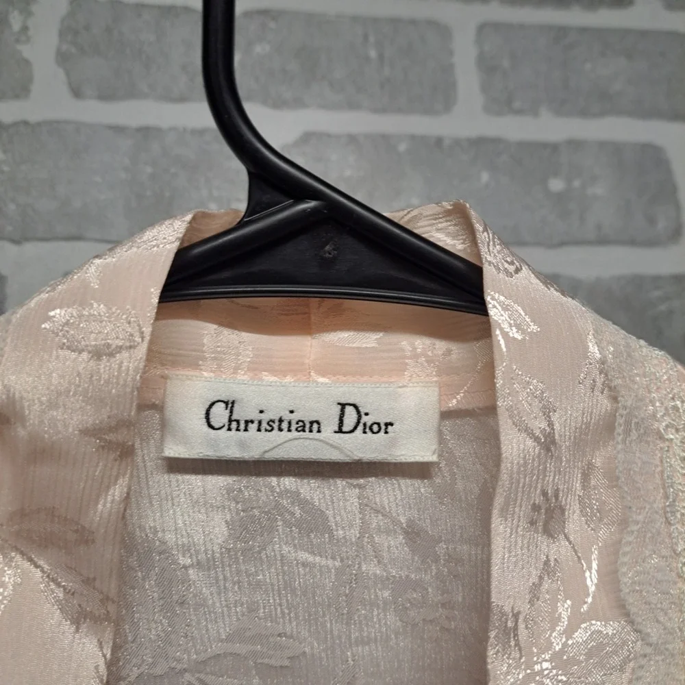 Christian‎ Dior Vintage Nightgown Robe Womens Peach Cream 100% Nylon Size Large
